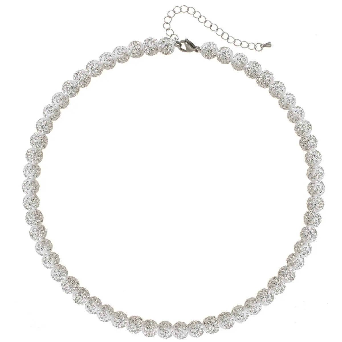 2024 Fashion Jewelry Shinny 10mm Rhinestone Ball Baseball Inspired Beaded Necklace Sparkle Bling Disco Ball Beaded Necklaces