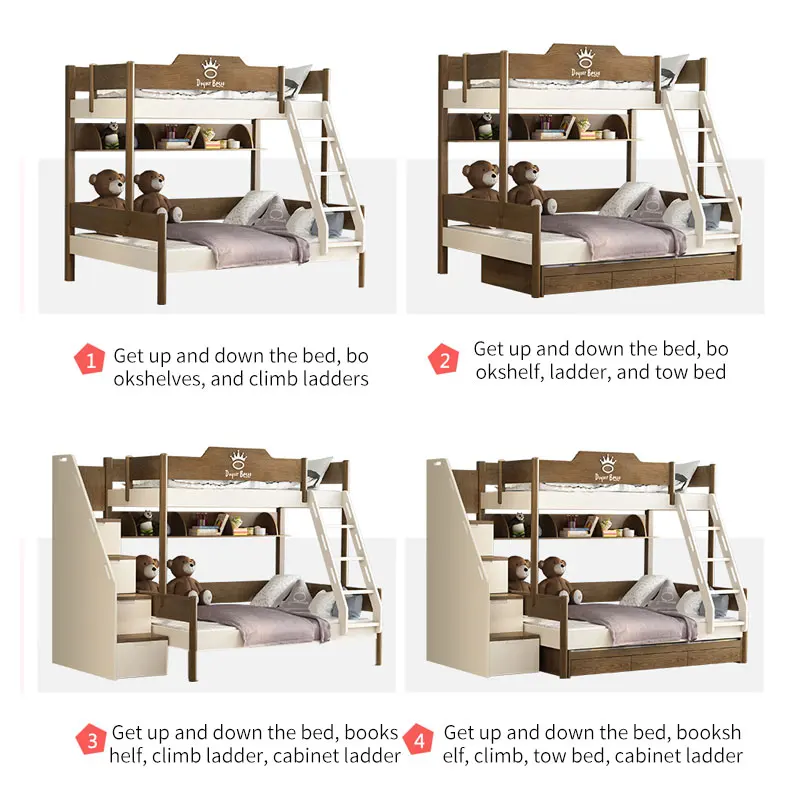 Лидер продаж, домашняя мебель, детская комбинированная кровать из экологически чистого материала, двухъярусная кровать с функцией хранения