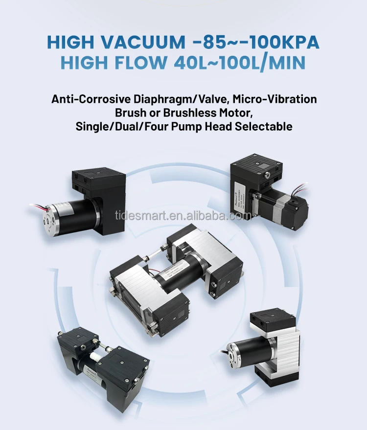 Aluminum Alloy Mini Diaphragm Pump High Vacuum Ultimate Vacuum DC Gas Suction Pump Laboratory Oil Free Vacuum Pump