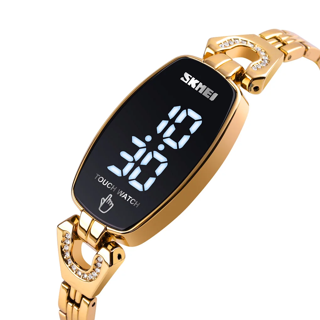 Original hand touch ladies wristwatch Skmei 1588 luxury led light display digital movement women