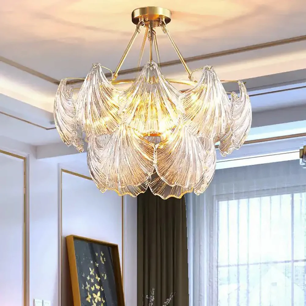 Deco Customizable High Ceiling Apartment Capiz Shell Chandelier Luxury Shell Lamp Upscale Bedroom Dining Room French Chandelier