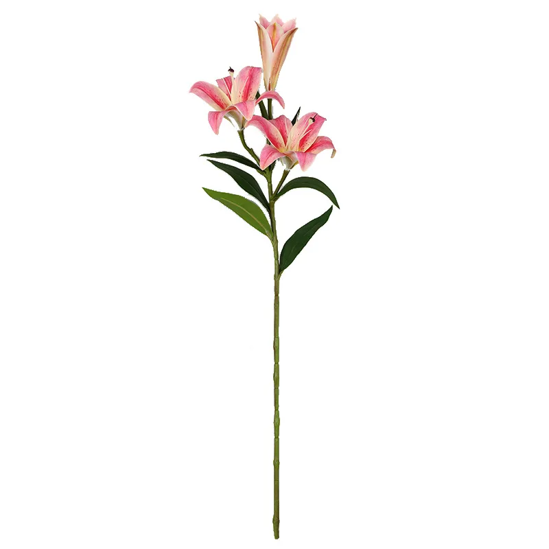 Wholesale cheap artificial flower lily 3 head flower home decoration artificial lily flowers