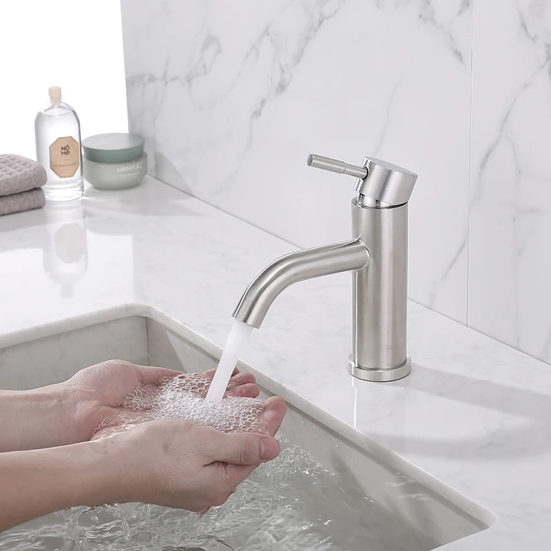 304 stainless steel hot cold faucet matte health lead free water tap bathroom basin faucet