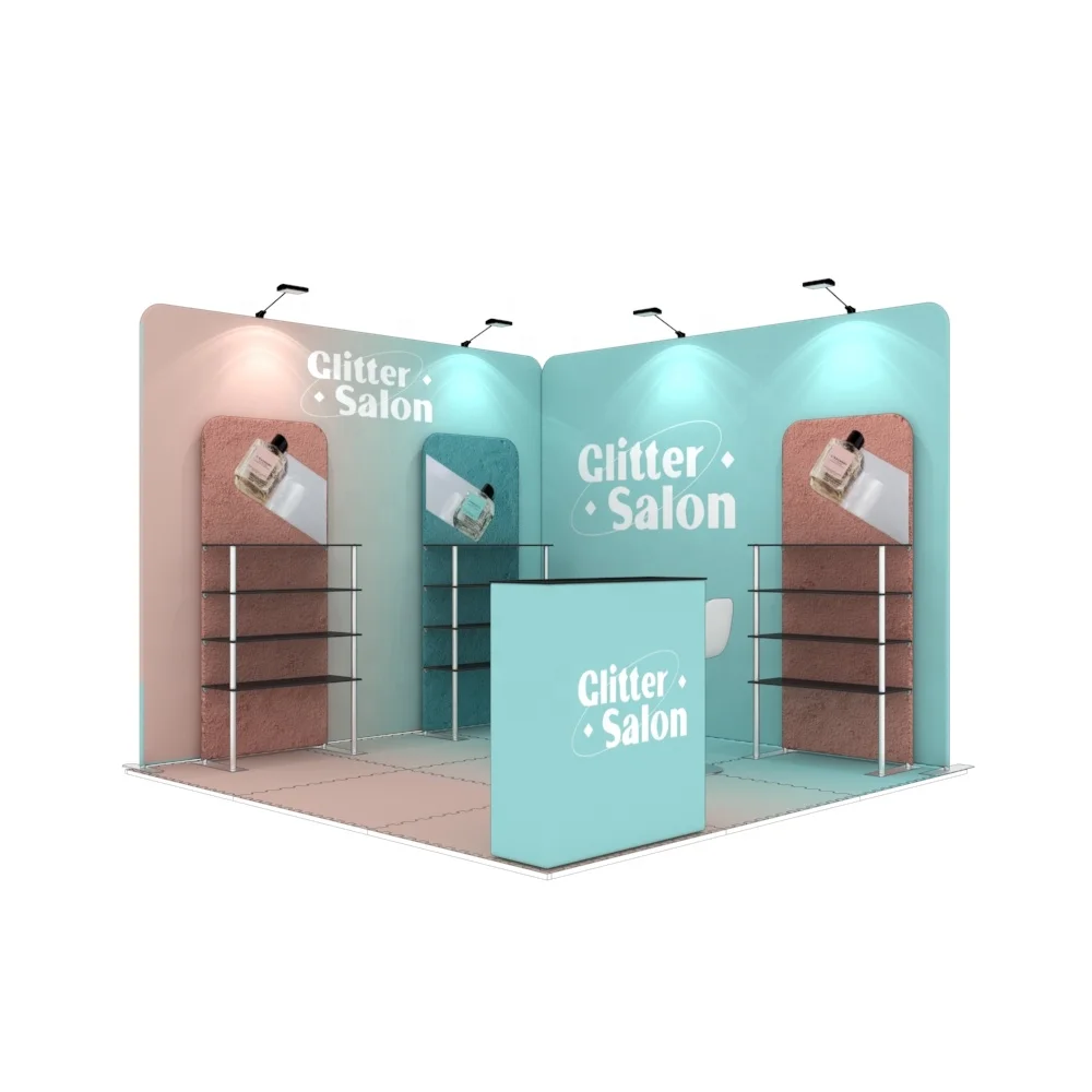 New Design Easy Assemble Modern Aluminum Tension Fabric Full Color Print Modular Portable 10x10 Exhibition Trade Show Booth