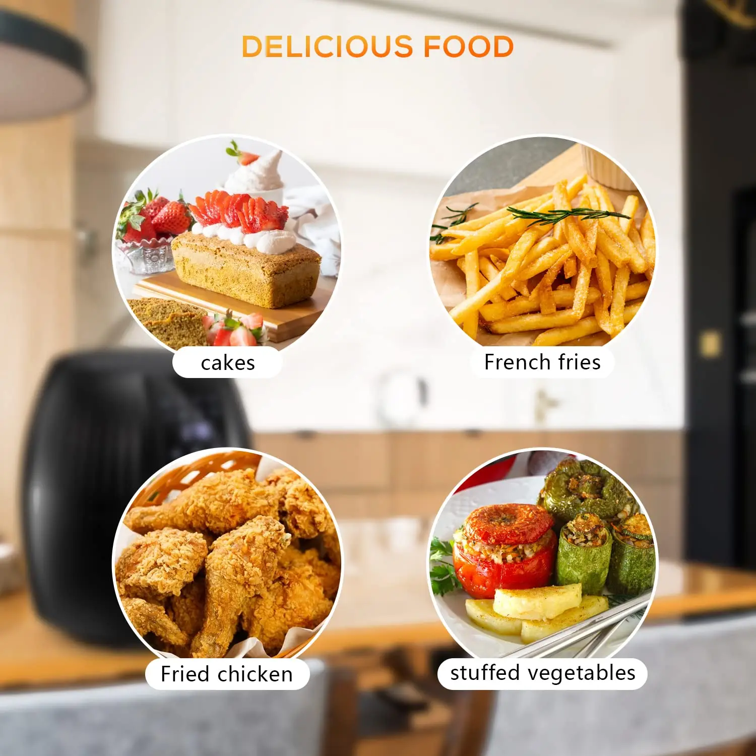 Customized Portable Electric No Oil 8 In 1 Touch Screen Baking Cooker Air Fryer With LCD Control