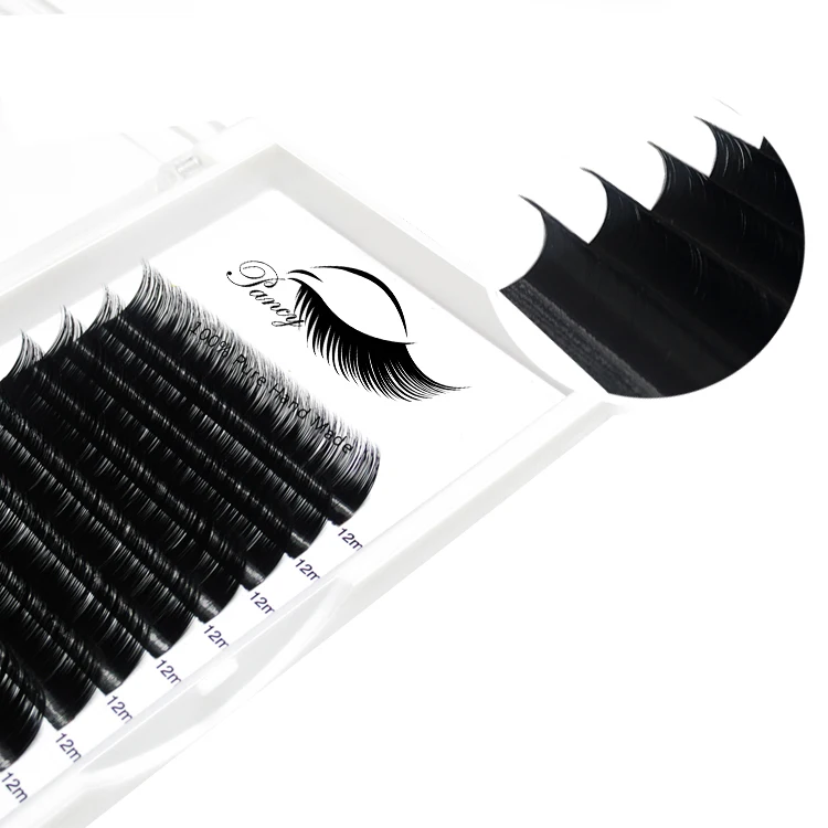 
High Quality Volume Private Label Silk Eyelash Extension Fans Professional D L curl 0.03 Soft individual Lash Extension Supplier 