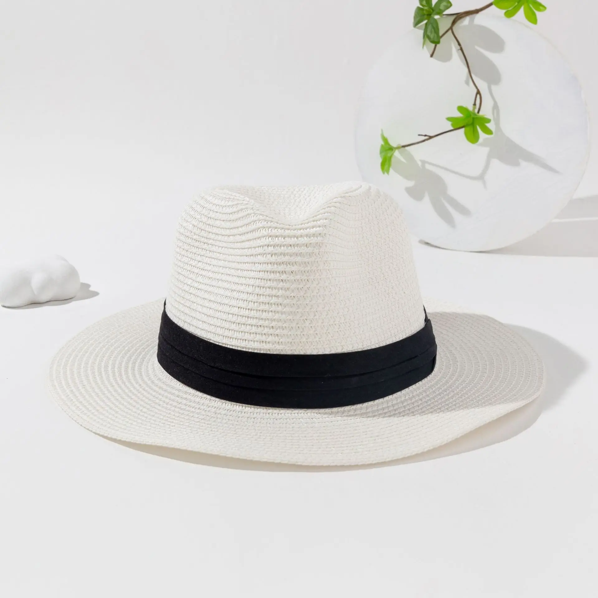 Hot sale summer beach hats wholesale custom women men paper panama straw hat