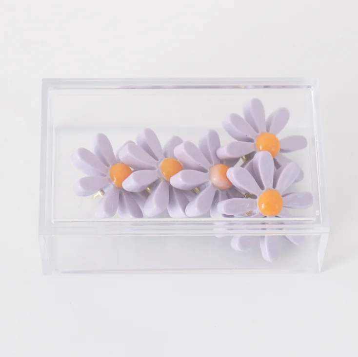 
Promotional Plastic Colorful Cheap Flower Shape Push Pin For Office Stationery Set 5 PCS In The Plastic Box 