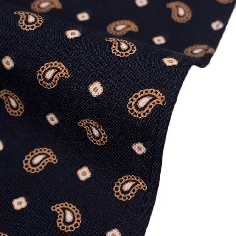 Classic Plaid leaf Polyester Pocket Square 24cm Men Black  Hanky Party Daily Handkerchief Tuxedo Gift Accessory