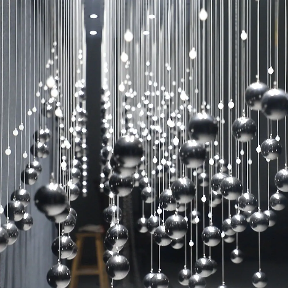 Modern Raindrop Round Metal Balls Dancing Kinetic Dynamic Sculpture Interactive Art Moving Installation