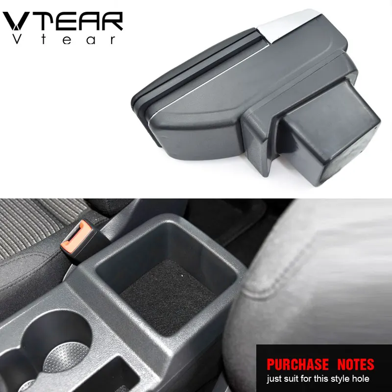 Vtear For VW Touran armrest leather central store storage box red thread car-styling interior ABS arm rest accessories 2016-2018