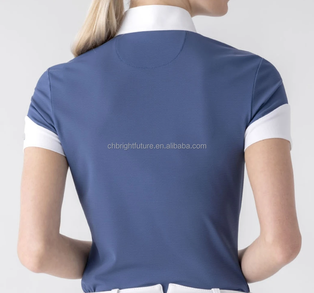 Custom LOGO Riding Shirts Horse Polo Shirt Tops Clothing Manufacturers Show Zip Top Women Equestrian Base Layers 2024