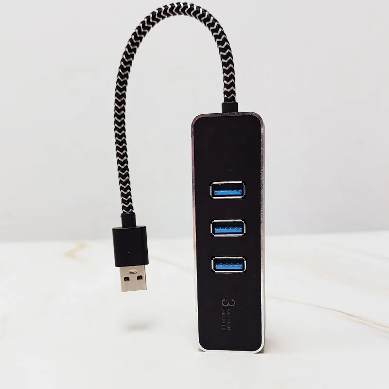 Aluminum 3 Port USB 3.0 Hub with RJ45 1000 Gigabit Ethernet Adapter Converter LAN Wired USB Network Adapter for Ultrabooks