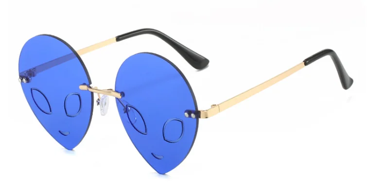 2024 New Arrival Popular Women Holiday  Glasses Cool Space Alien Party Rimless Halloween Sunglasses Mirror For Dance