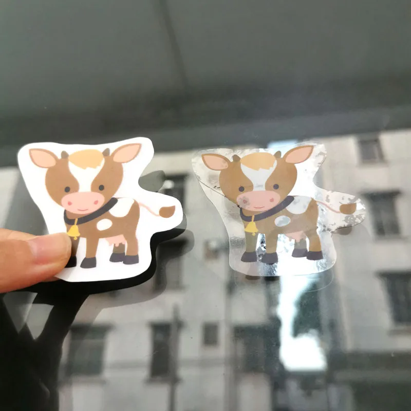 High Quality Cow Sticker Custom Electrostatic Stickers No Glue Reusable Static Window Cling Stickers