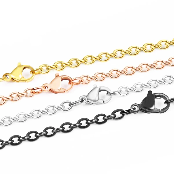 BMZ 2024 Best fit-size real gold ion plating 2 years guaranteed 45cm+5cm end chain 14K 18K gold loop necklace O shape chain