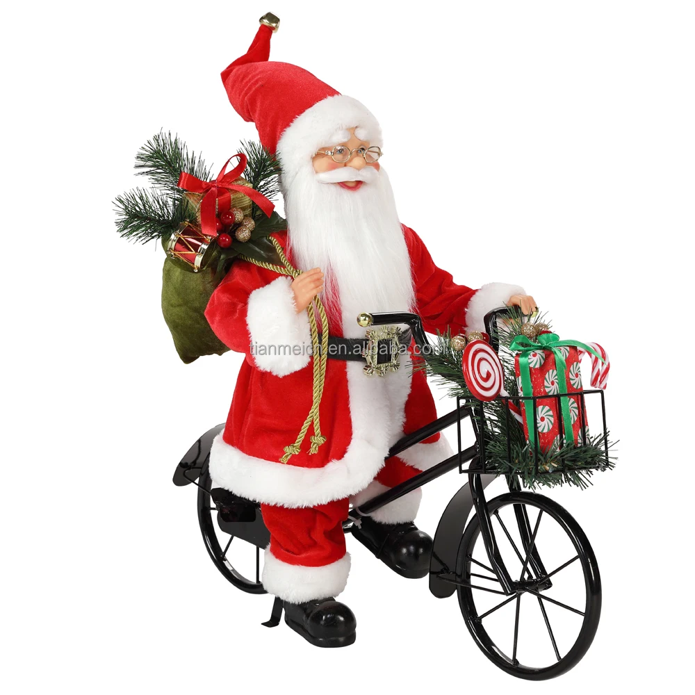 45cm santa claus sitting on tricycle  christmas decoration figurine collection fabric holiday festival custom item gifts