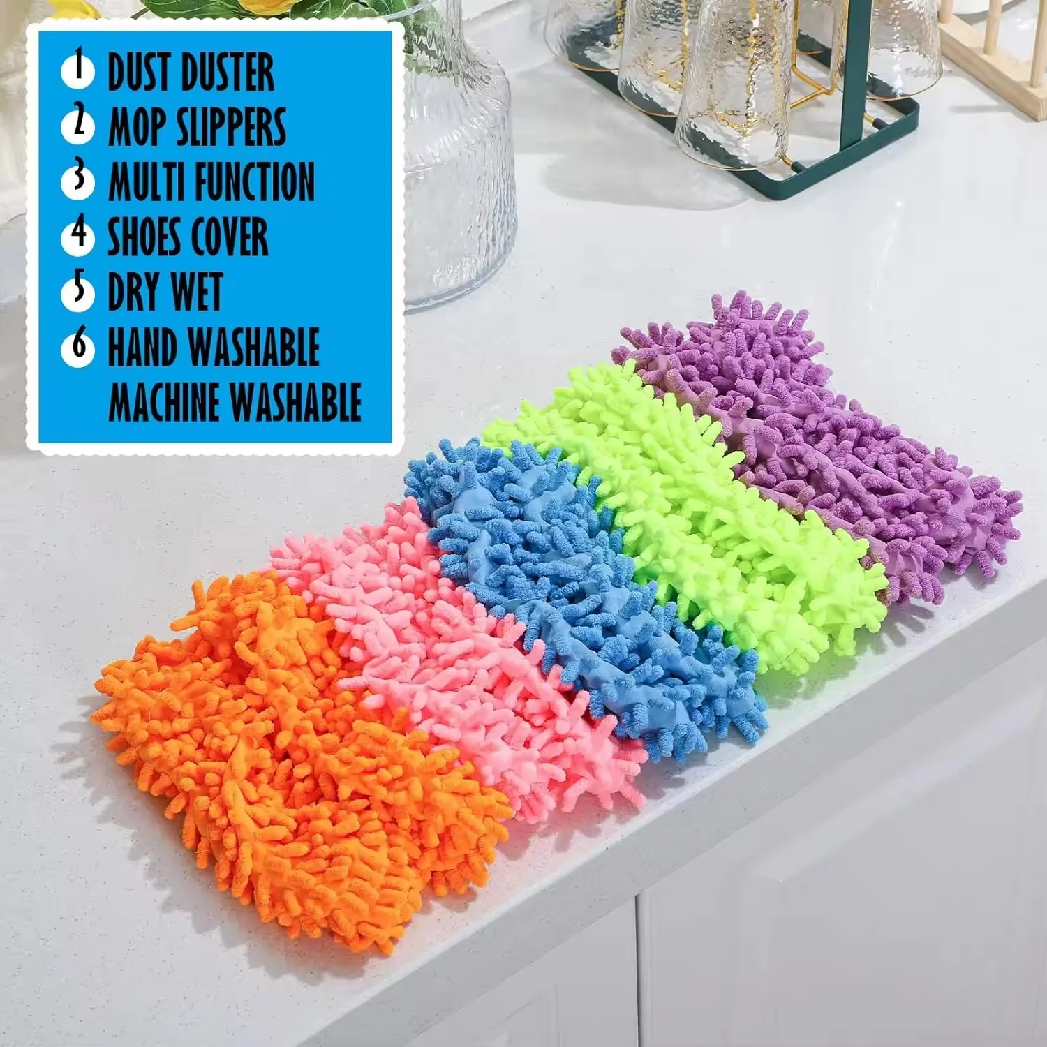 Chenille Mop Slippers Lazy Floor Foot Socks Shoes Home Clean Shoe Cover Cleaning Dust