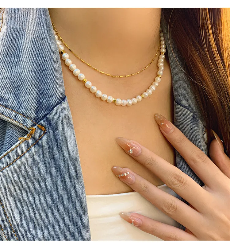 SP High Quality New French Style Baroque Pearl Necklace Women S925 Sterling Silver Natural Pearl Necklace