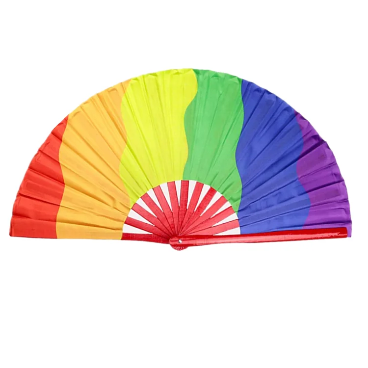 Custom design Large Folding Hand Rave Fan Chinese Bamboo and Oxford Cloth Folding Hand Fan