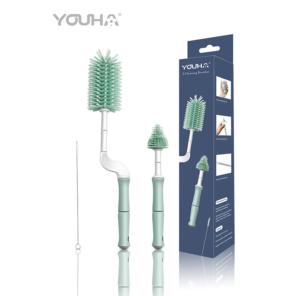 THE ONE Silicone Bottle Brush Bottle Cleaner Bottle Cleaning Brush for Washing Containers Orange