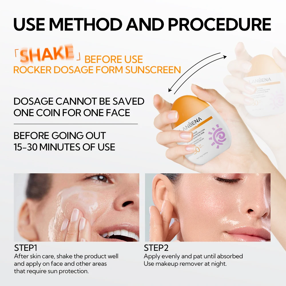 LANBENA private label sunscreen spf 50 for face with Broad Spectrum UVA Protection 30g 1.01floz sunscreen lotion