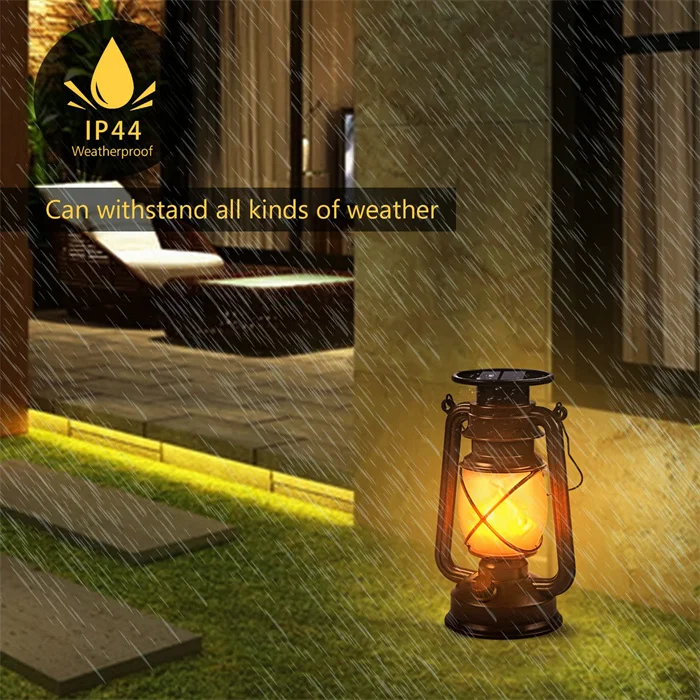 Outdoor Hanging Solar Lights Dancing Flame Christmas Decor Vintage Led Waterproof Camping Lamps