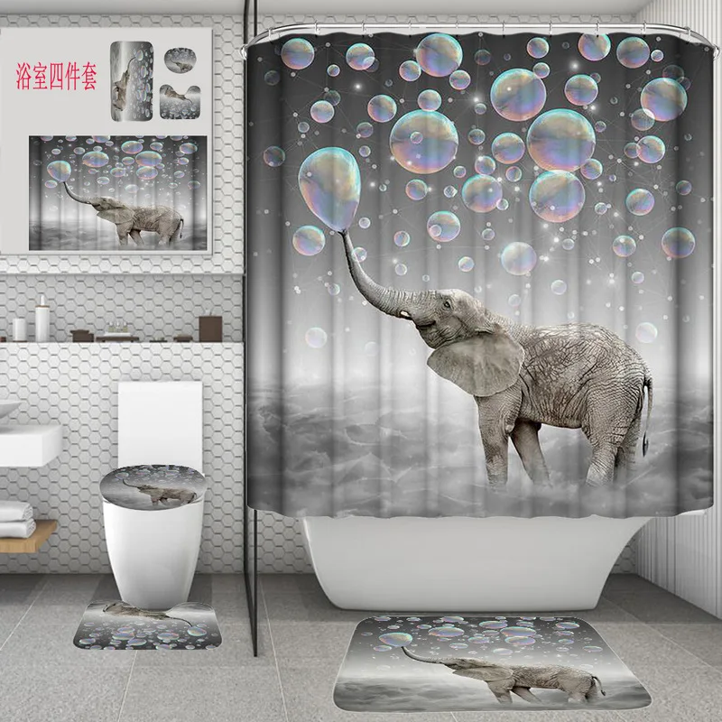
Luxury Custom Shower Curtain 4 Piece Set For Bathroom 3D Printing Bathroom Shower Curtain 