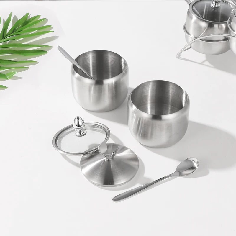 
kitchen herb and spice containers sugar bowl metal stainless steel spices container set with spoon 