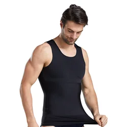 Amazon Plus Size Men Body Shapers Tank Tops Elastic Tight Fitting Sleeveless T-Shirt Vests Slimming Shaping Vest muscle top