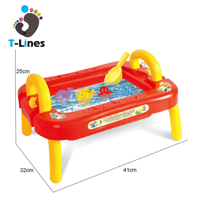 Beach play game set plastic fishing water table toy for kids