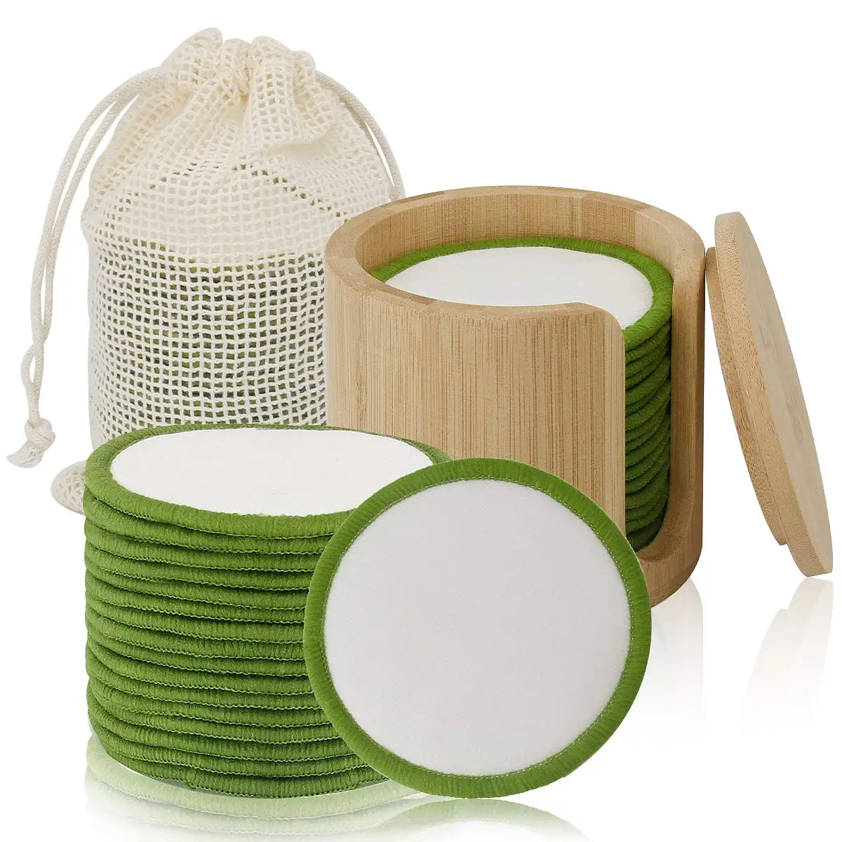 Eco Friendly Non-Toxic OEM Reusable Organic Bamboo Cotton Charcoal Package Washable Facial Make Up Remover Makeup Cleaning Pads