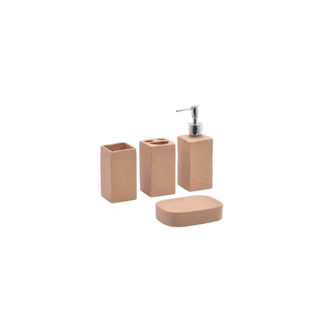 Factory  Price Eco-friendly Custom Ceramic Bathroom Product Vintage Glazed Square Porcelain Bath Accessories Set