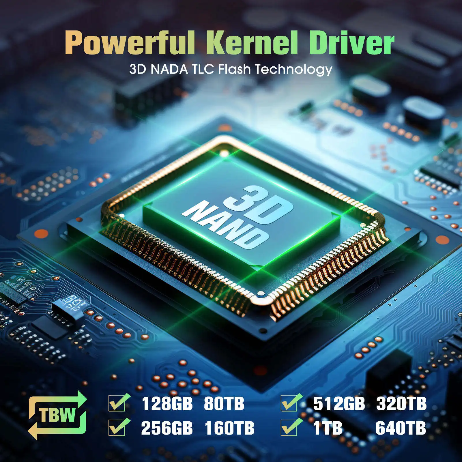 KOWIN Brand New CMS100 1TB  SSD Solid State Hard Drive 540MB/s Read Speed For Desktop