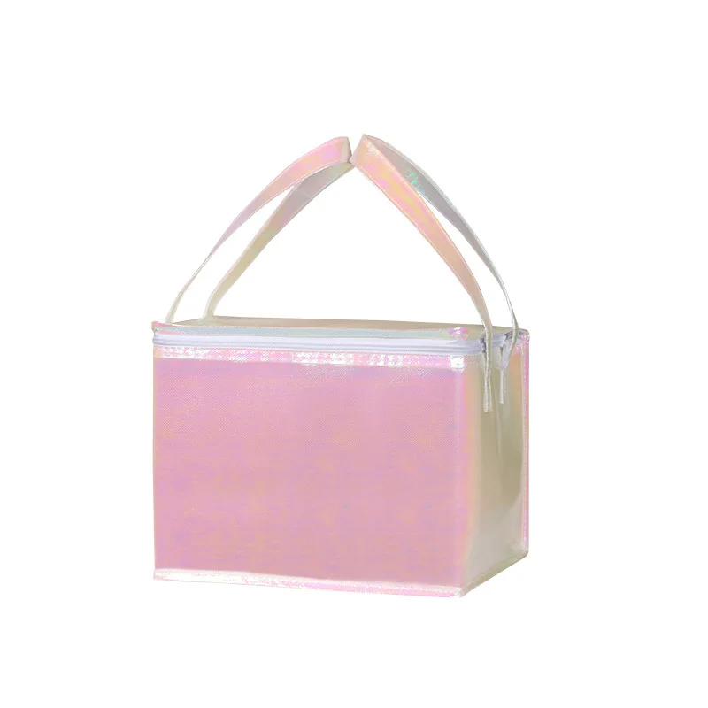 Hot Selling Customized Laser Fresh-keeping Aluminum Foil Insulation Bag Portable Holographic Cake Food Cooler Bags