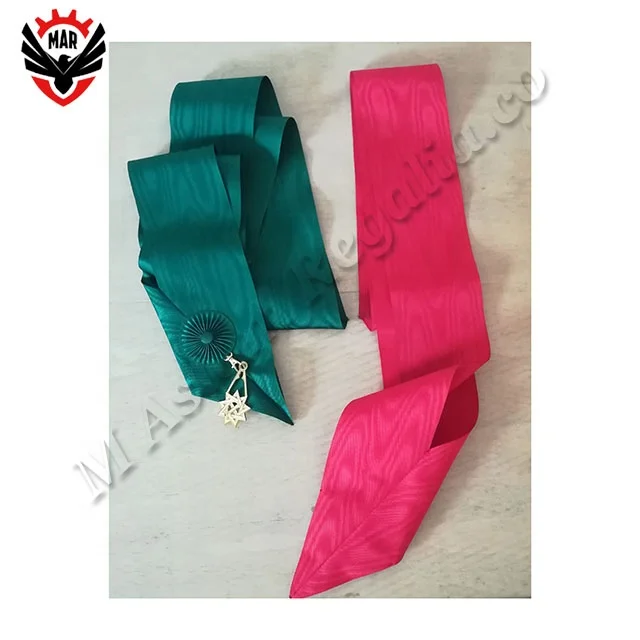 Royal order of Scotland Maroon Masonic member sash with Metal