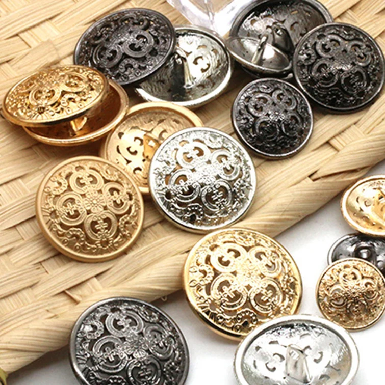 In Stock Wholesale Round Retro Hollow Shank Button Metal Buttons For Clothes