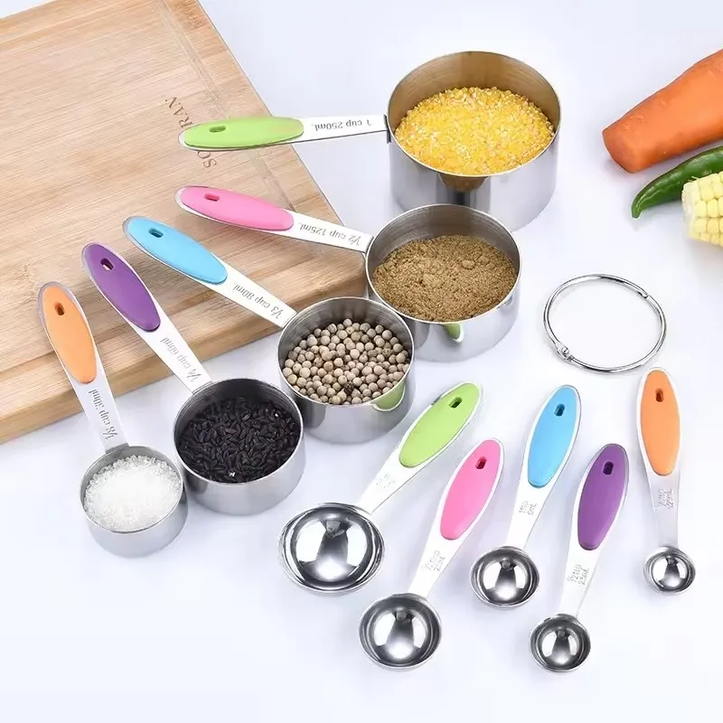 10 Piece Measuring Cups Measuring Spoons Set Stainless Steel Measuring Cup Spoon For Baking Tea Coffee Kitchen Measuring Tools