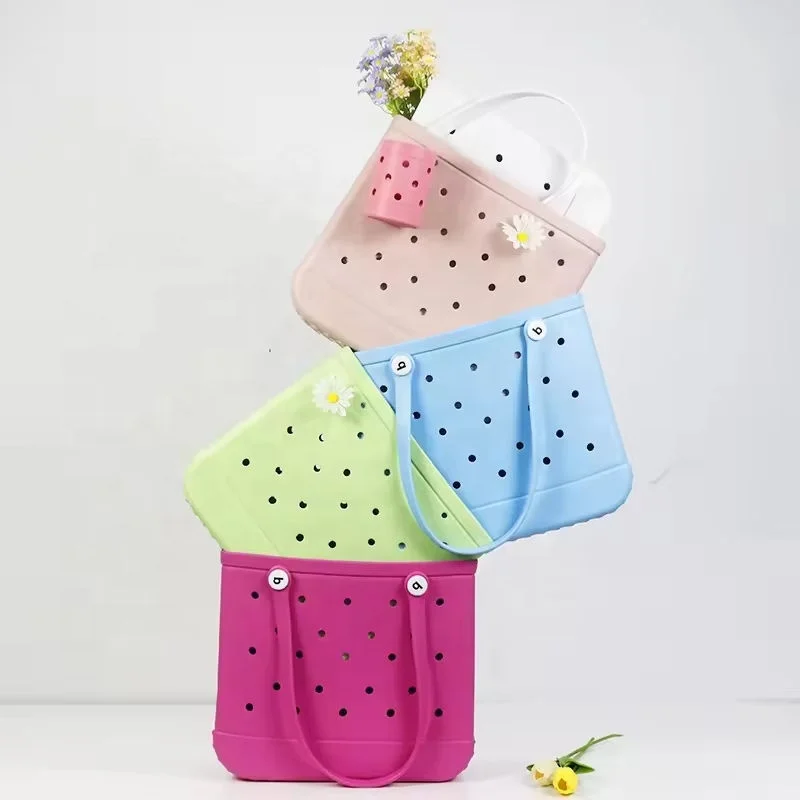 Wholesale Popular Waterproof Large Eva Women Summer Luxury Bogg Bag Beach Tote Bag For Ladies