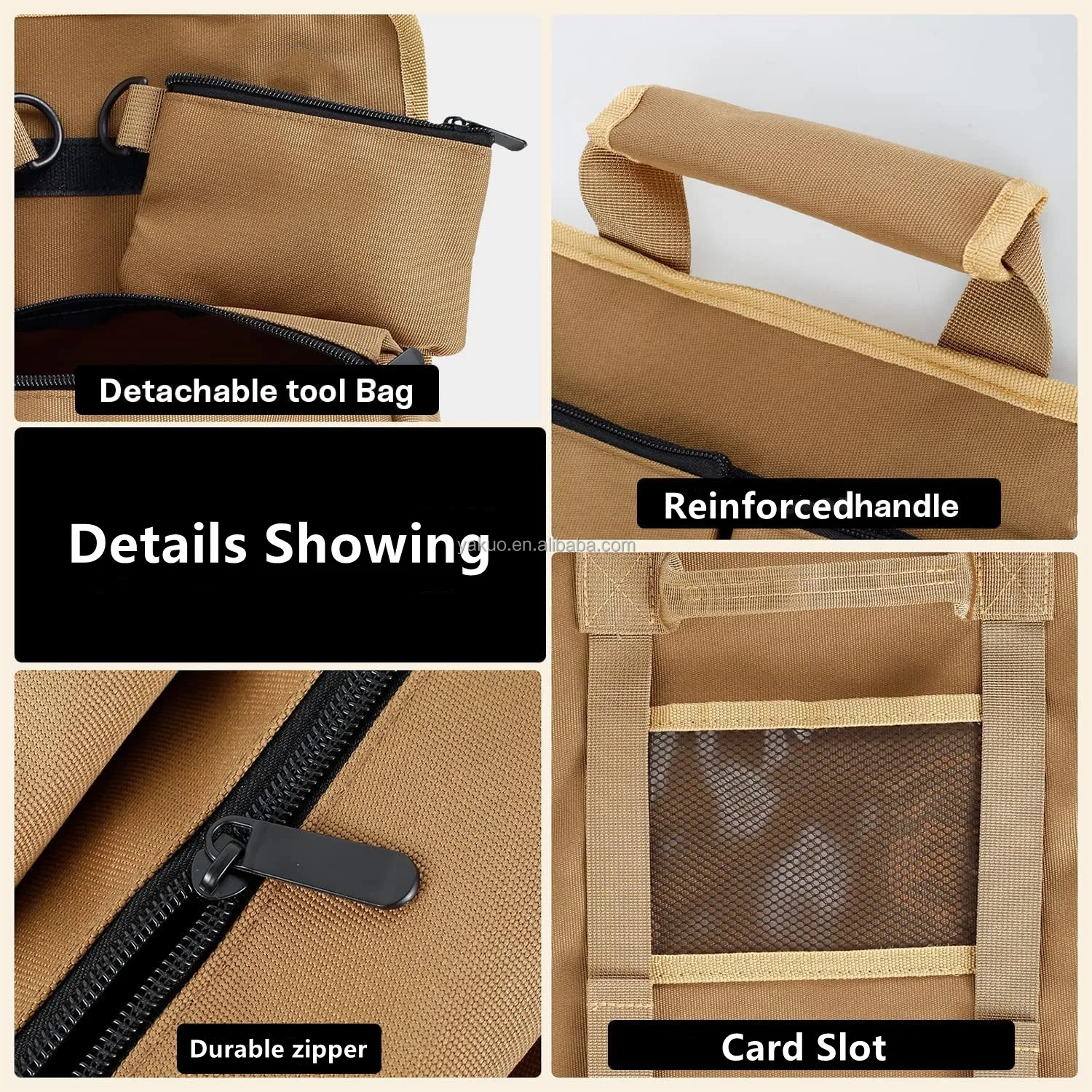 Heavy Duty Wear proof Hardware Wrench Roll Up bags Canvas Tool Roll Up Organizer with Detachable Pouches