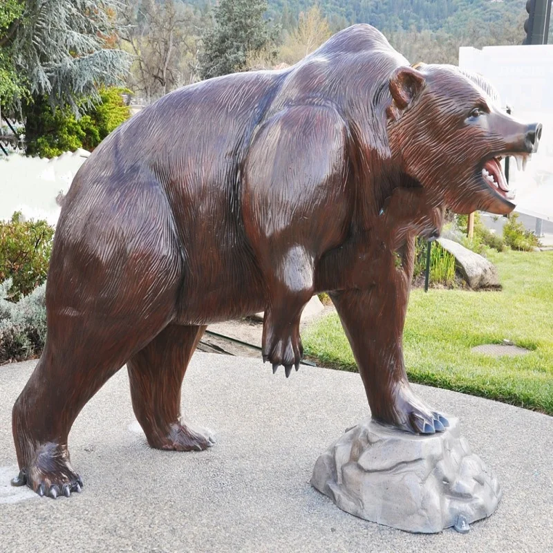 Outdoor garden decoration fiberglass sculpture life size resin bear statue