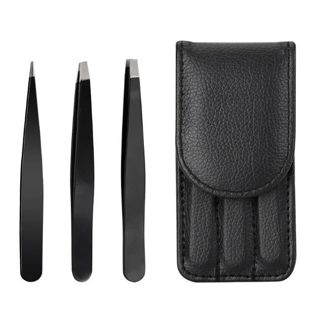 Stainless 3pcs Eyebrow Shaping Kit Slant Tweezers Eyebrow Hair Remover Lash Sets Brow Trimmer