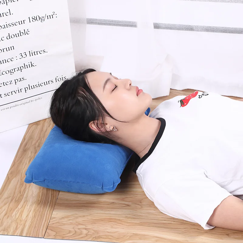 Hot Selling Travel Hiking Beach Car Plane Inflatable PVC Air Pillows Portable Square Head Rest Inflatable Pillow