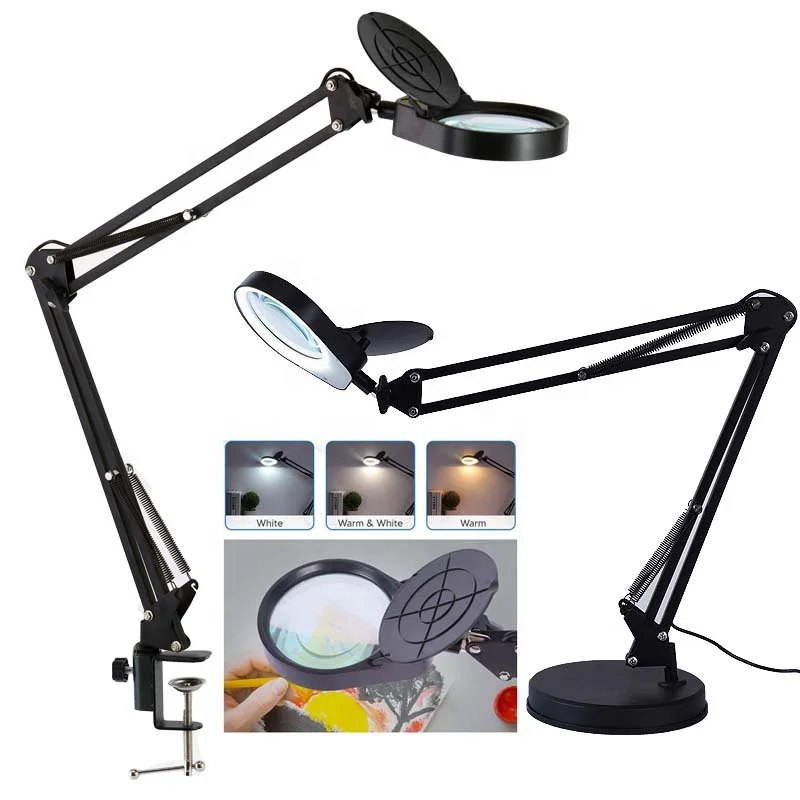 VPD97ST Magnifying Glass Lamp, Magnifier with Light and Stand,Large Hands Free Dimmable Magnifying with Light for Hobbies