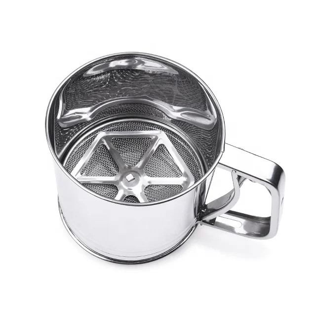 Mesh Sieve Cup Hand-pressed Bake Tool Flour Sifter Stainless Steel Handheld Flour Screen Baking Sifter