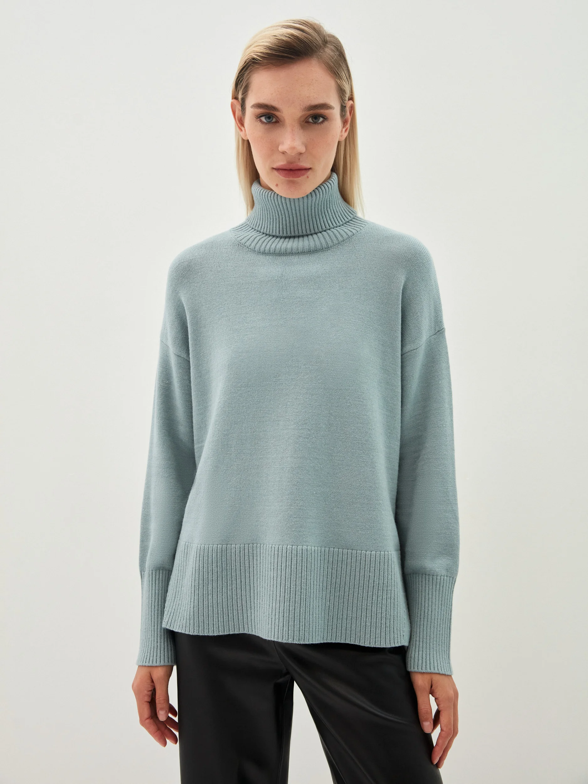 Autumn Winter Long Sleeve turtle Neck solid Knitted Pullover Fashion Women Sweater Tops