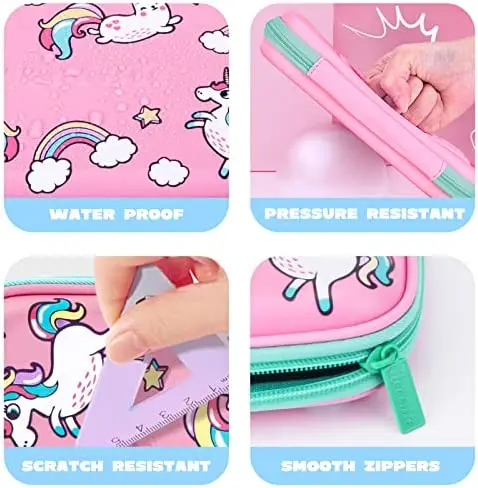BEYOND Large 3D EVA Unicorn Waterproof Custom Cute Pencil Case Pouch for Girls Kids School