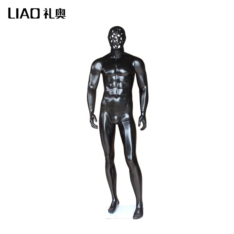 Customized fashion abstract head black male mannequin full body for clothes store
