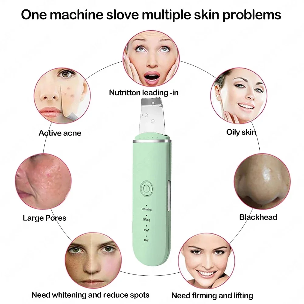 Adjustable Beauty Equipment Electric Professional Sonic Ultrasonic Ion Face Skin Scrubber Spatula