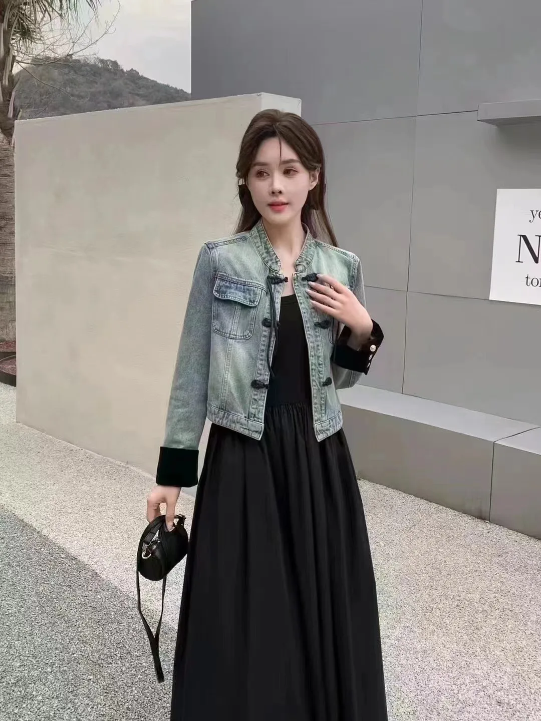 1059 High Quality  Chinese classical style Casual Female Oversized   denim Jacket For   Women